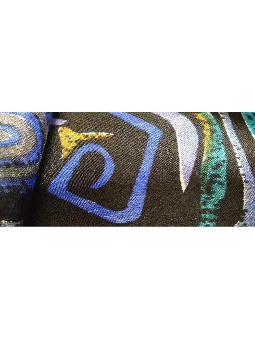 Picasso Inspired Art Tribal Scarf PURE SILK INDIA VINTAGE 80s Purple Black Swirl